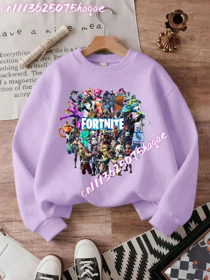 Fortnites Series Kids Sweatshirts Trendy Boys Girl Long Sleeves Pullover Tops Autumn Winter Cartoon Child Clothes Birthday Gifts