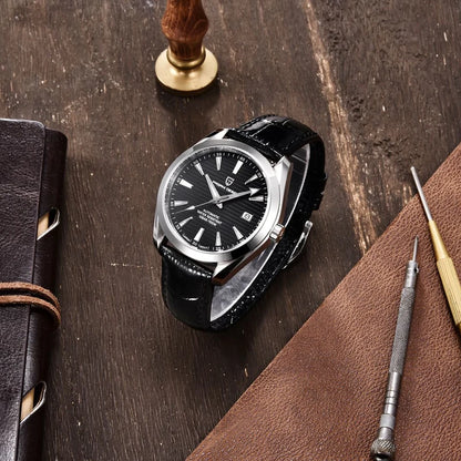 Relógio de luxo para homem PAGANI DESIGN – Modelo automático mecânico (calibre 8215), em aço inoxidável, estanque, com indicador de data e ponteiros luminescentes