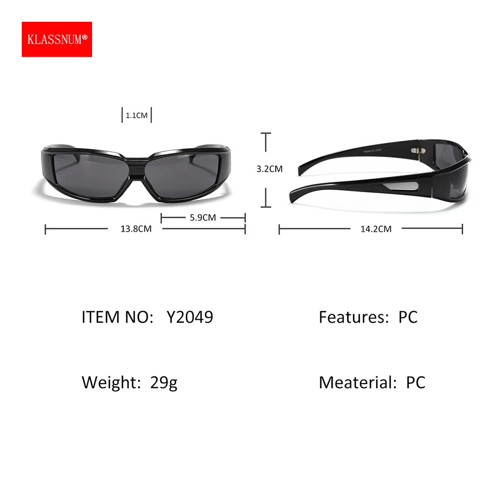 KLASSNUM Ochelari pentru femei Y2k Ochelari de soare la modă pentru bărbați, cu un design futurist și tehnologic Ochelari de soare argintii și roz pentru fete, cu protecție UV400