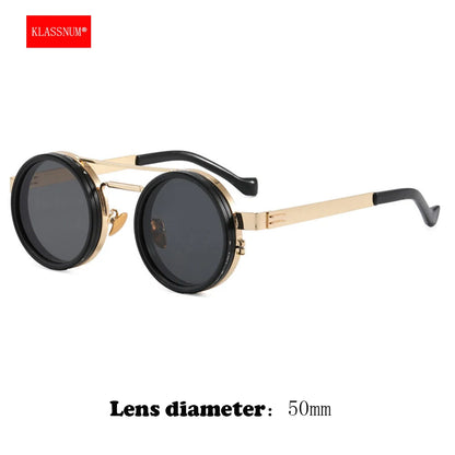 KLASSNUM Ochelari de soare reglabili pentru bărbați cu filtru ND Ochelari de soare cu reglare rapidă a luminozității ND9 Ochelari rotunzi polarizați pentru pescuit și condus