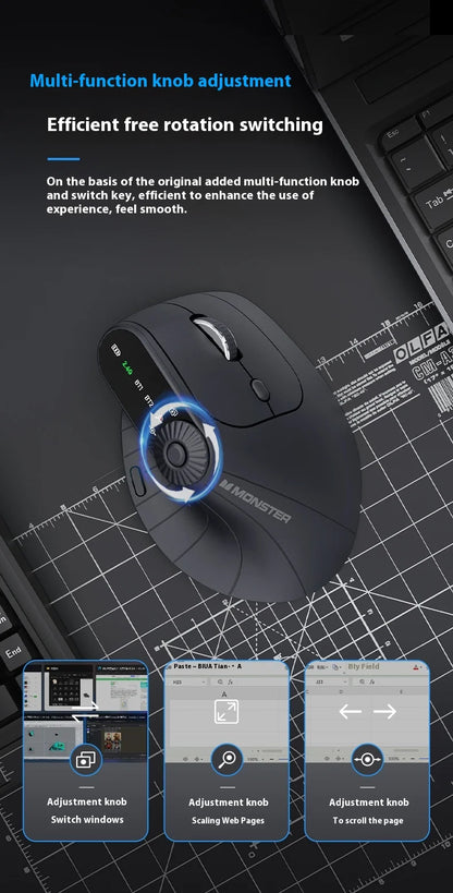 Monster M2 PRO MAX Gaming Mouse Rechargeable Dual Mode DPI Lightweight Custom & Comfortable Ergonomic Wireless Mouse Sensitive