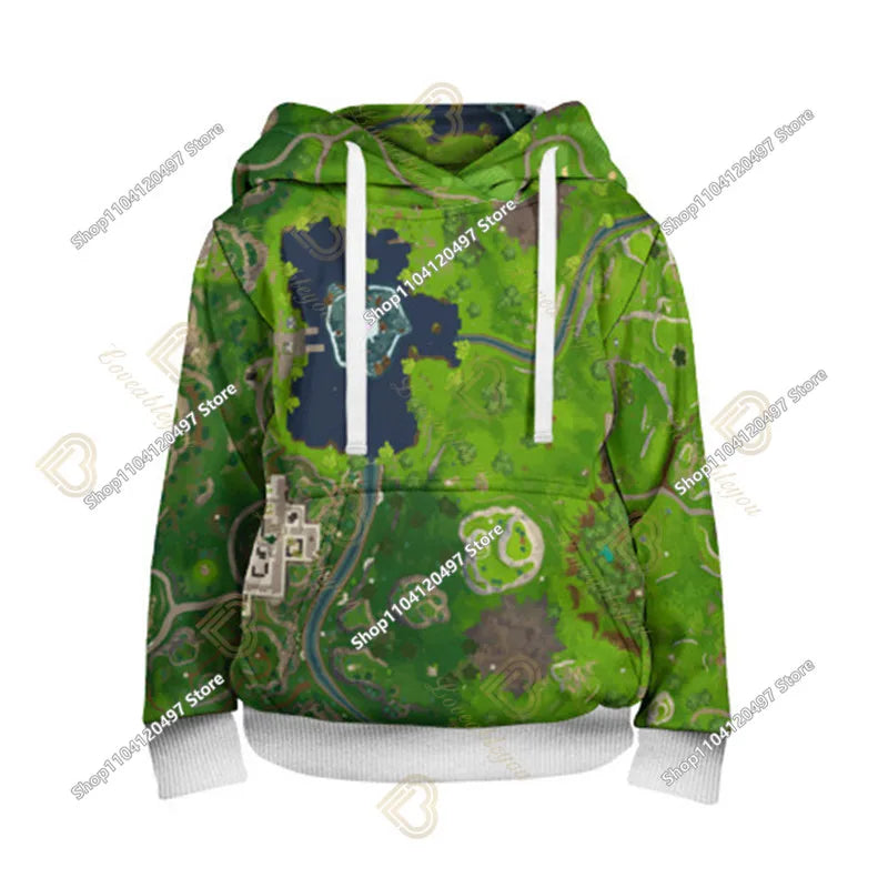 Sweatshirt med Fortnite-tryck för barn 2-14Y, huvtröja för pojkar och flickor, Harajuku-modejacka, barnkläder för spel och cosplaykostym