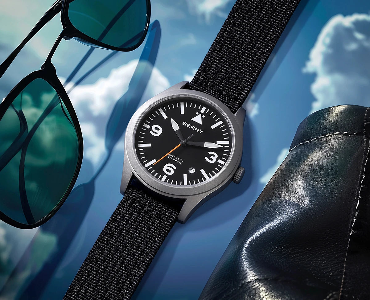 BERNY Full Titanium Automatic Watch for Men Sapphire AR Coated 10Bar Supper Luminous Men Wristwatch Sports Aviation Men Watches