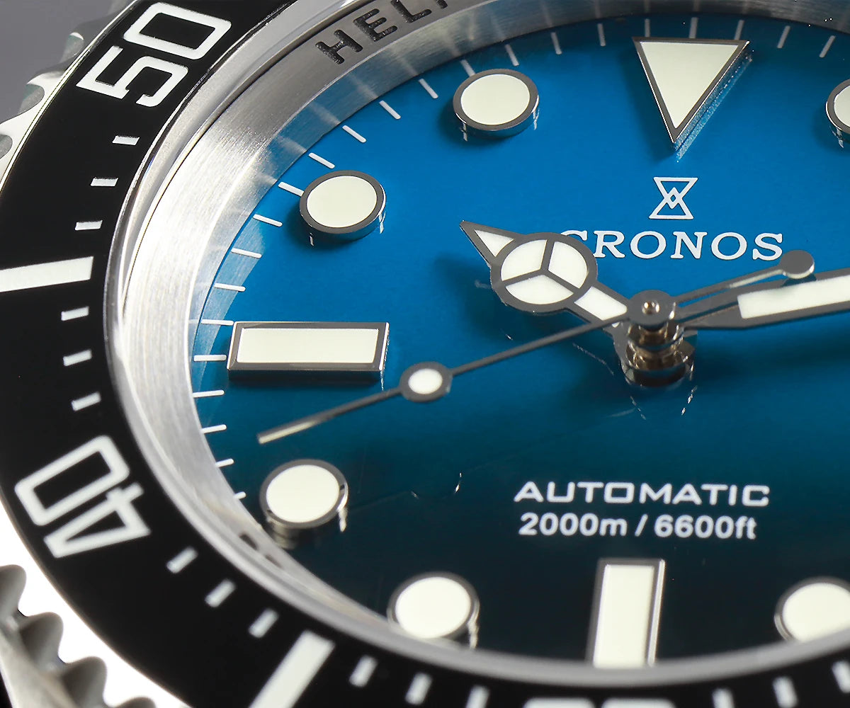 Cronos Automatic Diving Watch Stainless Steel 2000Meters Water Resistance Professional Diver PT5000 SW200 Miyota9015 90S5 L6027M