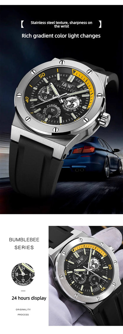 Carnival Brand IW High-End Series Luxury Imported Movement Mechanical Watch Men Sport Rubber Strap 50m Waterproof Fashion Watch
