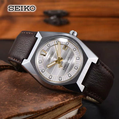 Seiko Men's and Women's Automatic Mechanical Watch Fashion High Quality Leather Strap Calendar Waterproof Couple's Watch