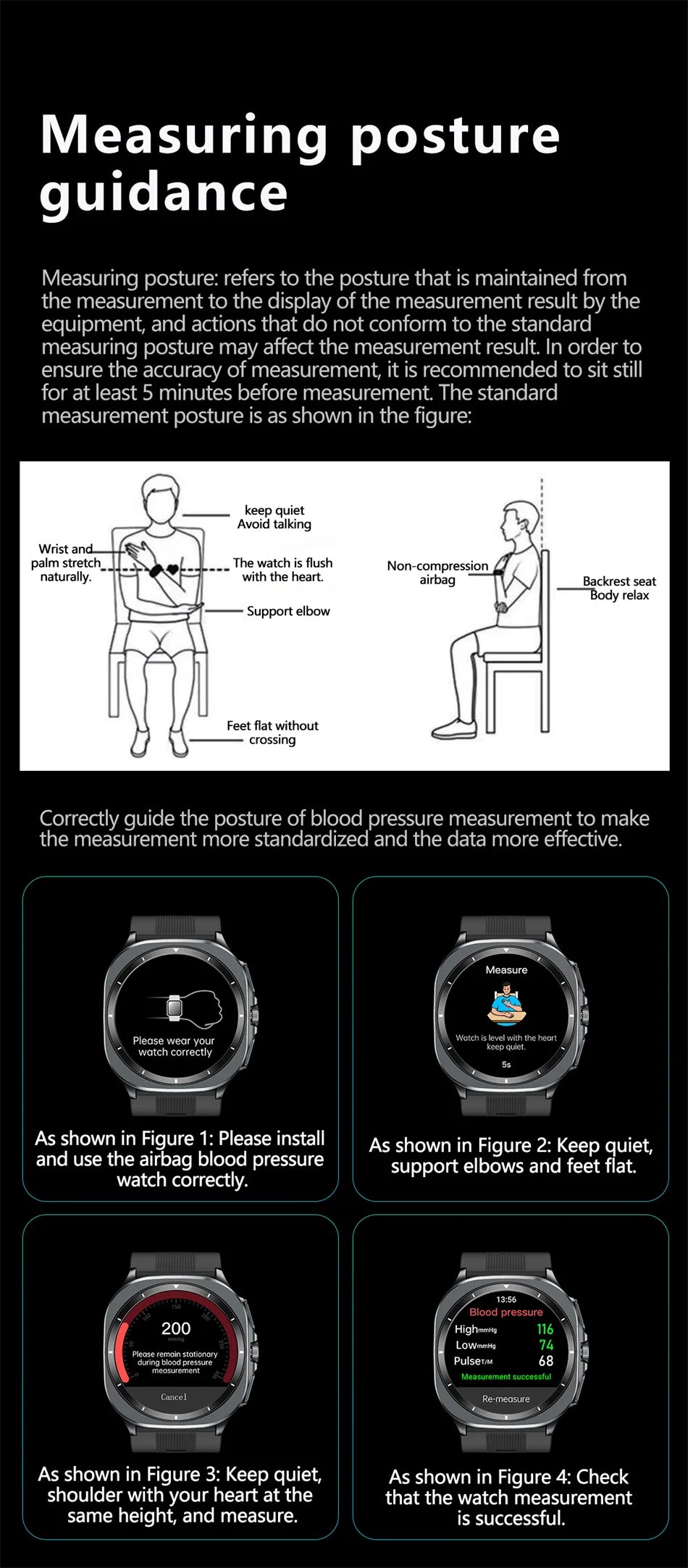 2026 New Health Track Smartwatch Air Pump Airbag True Blood Pressure Health Measure Smart Watch for Men and Women Blood Oxygen BT Call