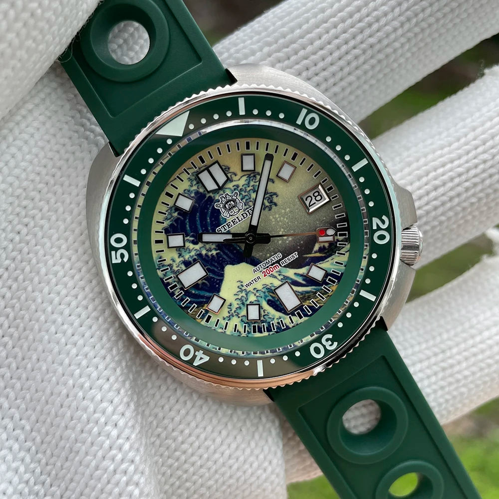 STEELDIVE SD1970J Kanagawa Turtle Full Luminous Dial Ceramic Bezel NH35 Automatic STEELDIVE Official Store Men's Dive Watch