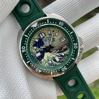 STEELDIVE SD1970J Kanagawa Turtle Full Luminous Dial Ceramic Bezel NH35 Automatic STEELDIVE Official Store Men's Dive Watch