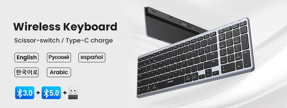UGREEN Vertical Mouse Wireless Bluetooth 5.0 2.4G Ergonomic 4000DPI 6 Mute Buttons for MacBook Tablet Laptops Computer PC Mice