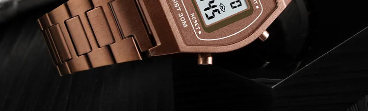 Skmei Unisex Digital Sport's Watches Stainless Steel Strap Led Waterproof 12/24 Hour Format Electronic Alarm Clock