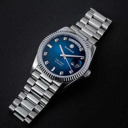 Sugess Watch of Men 36mm Date Automatic Retro Mechanical Wristwatches Sapphire Crystal RoseGold Dandong SL3034 Movement Day New