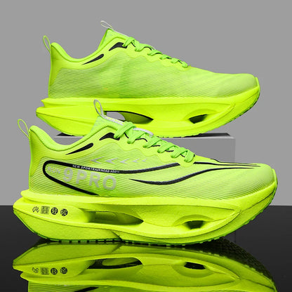 New Men's Carbon Plate Sneakers, Outdoor Soft Sole Mesh Sports Shoes, Running Shoes, Lightweight, Anti-Slip, Casual Couple Tennis Shoes