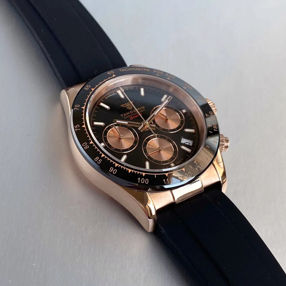 Orologio da uomo Luxury VK63 con movimento al quarzo, cronografo business 39mm in acciaio/oro rosa, datario e quadrante luminoso