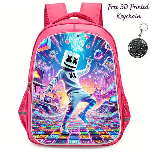 FORTNITE 16-inch Durable Lightweight Backpack, Dual Zipper Pockets, Cartoon Style for Boys & Girls Ages 6-10, Free 3D Printed Keychain