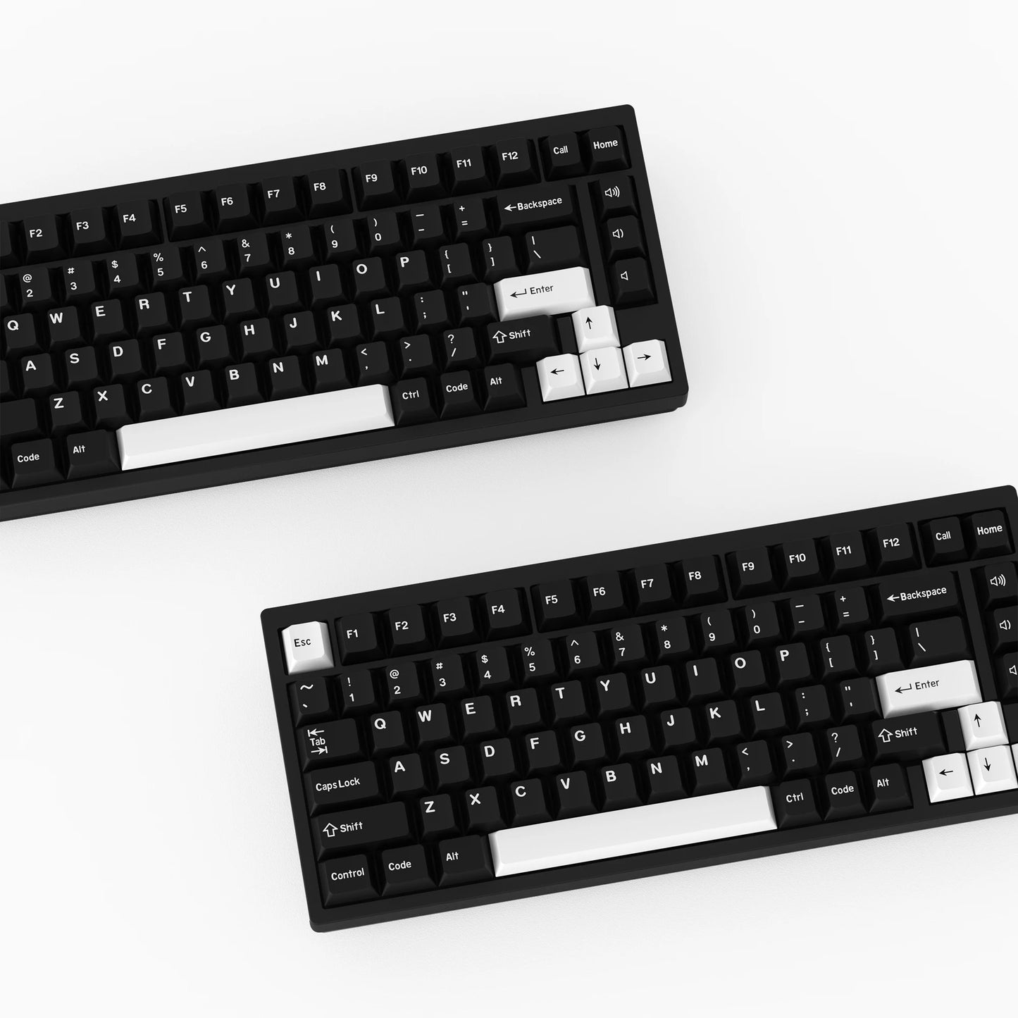 KBDiy GMK WOB Keycap Cherry Profile Double Shot PBT ISO 7u Black and White Keycaps For Mechanical Keyboard Retro Gaming Key Cap