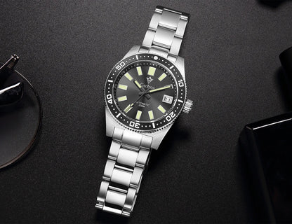 CADISEN New 38mm Diver Mens Watch Japan 8215 Automatic Mechanical Sapphire Glass Date Luminous 100M Waterproof Wrist watch Men