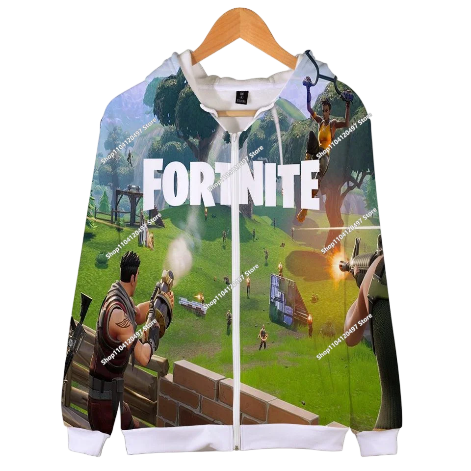 2024 New Game Zipper Hoodie Children's Sweatshirt Fortnite Pullover Sweatshirts Fashion Boys and Girls Clothing