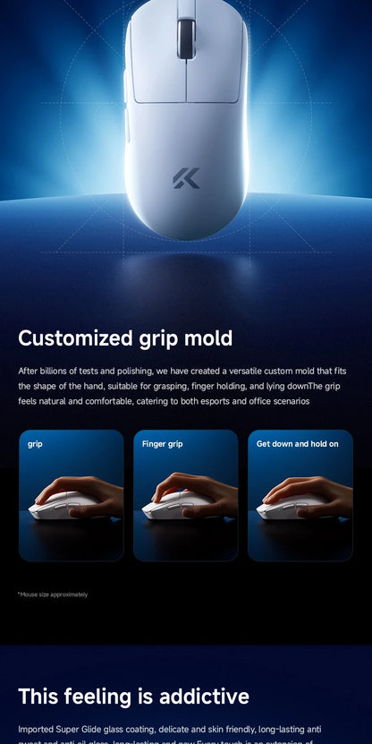 MCHOSE A7 V2 Ultra / Pro lätt trådlös gamingmus Dual 8000Hz PAW3950 TI 42000DPI för PC och e-sportspelare