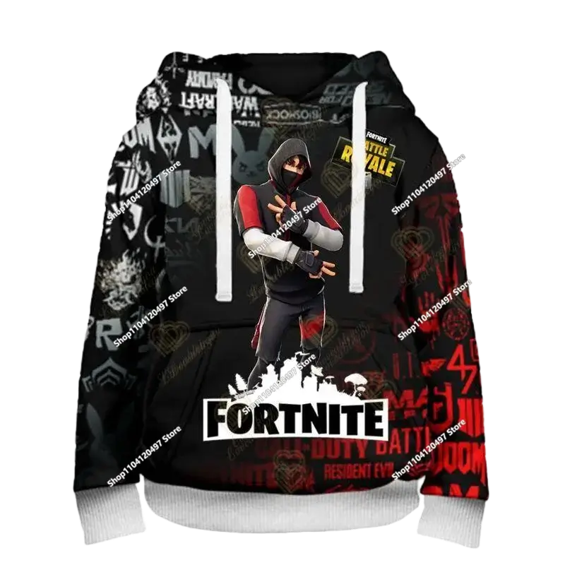 Sudadera con capucha Fortnite Anime para niños, streetwear hip-hop para hombre, ropa deportiva casual de corte holgado, moda outdoor