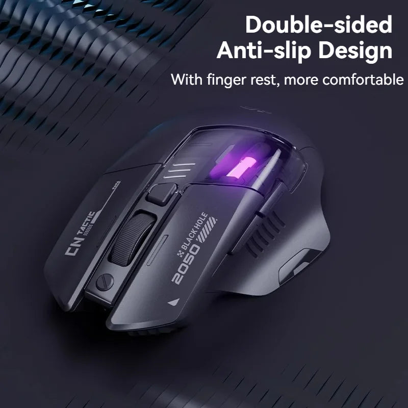Inphic A9 Pro Three-mode Game Mouse Colorful Light Guide Pillar Power Indicator DPI Adjustable Macro-driver Ergonomics 12800DPI