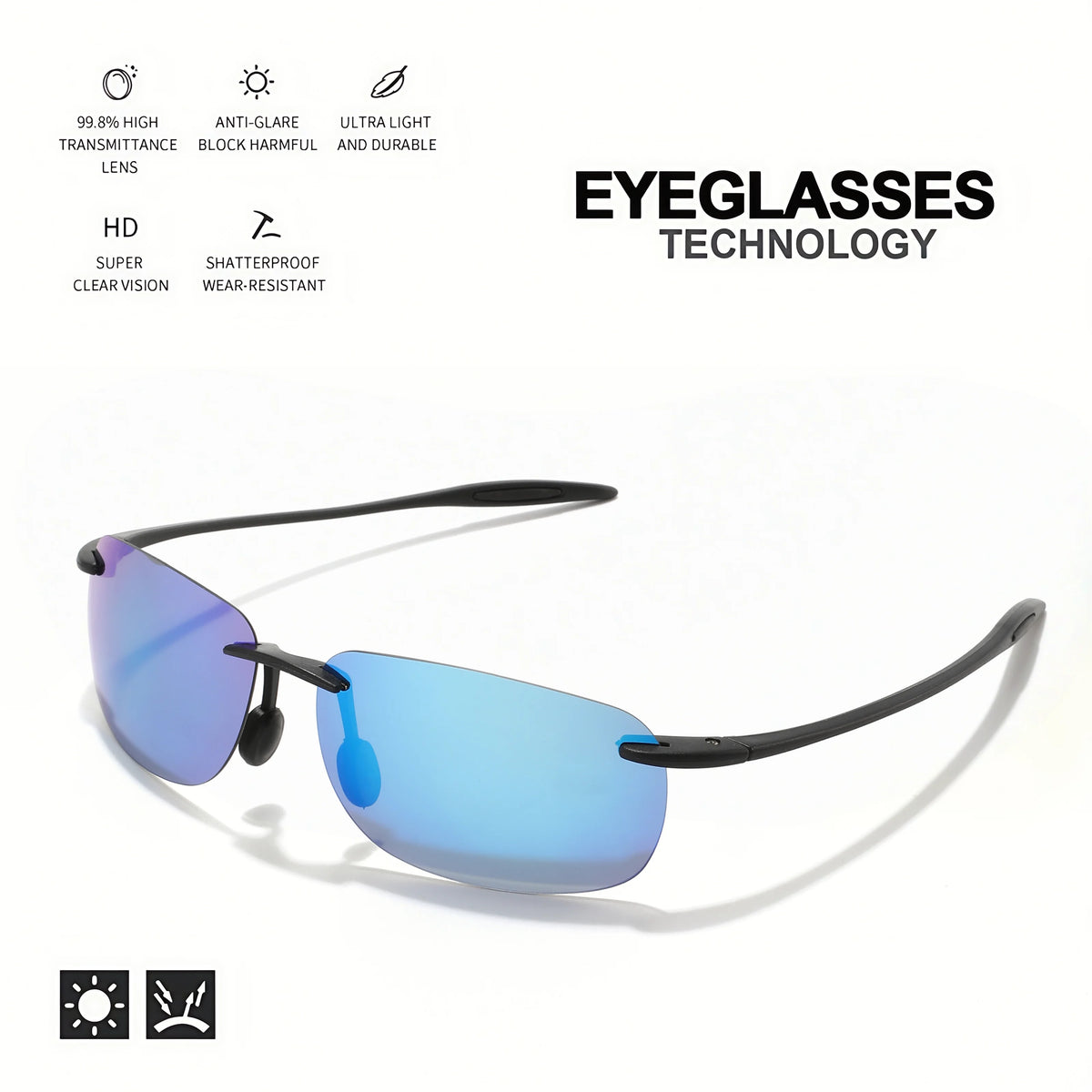 4 bucăți ochelari de soare aviator polarizați, ultra-ușori, de 11 g, cu ramă TR90 fără cadru – flexibili și confortabili, unisex, pentru condus, pescuit și activități în aer liber