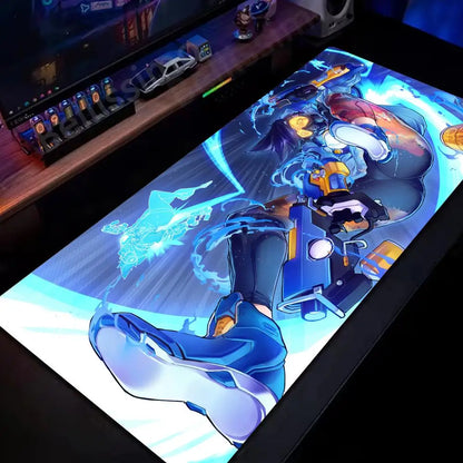 Голяма подложка за мишка за PC геймъри Overwatch, сладка розова разширена подложка за клавиатура, аксесоари за лаптоп гейминг, постелка за бюро Kawaii HD килим