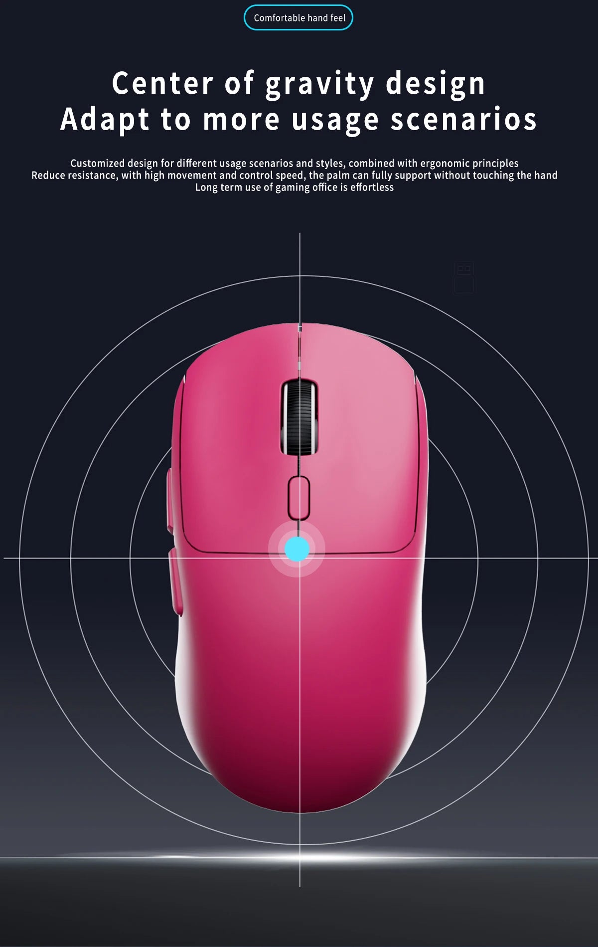 Bluetooth gaming miš, punjivi miš za gamere PAW3395, lagan ergonomski bežični miš za esport