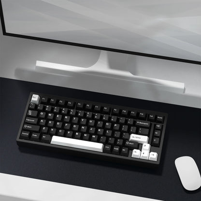 KBDiy GMK WOB Keycap Cherry Profile Double Shot PBT ISO 7u Black and White Keycaps For Mechanical Keyboard Retro Gaming Key Cap