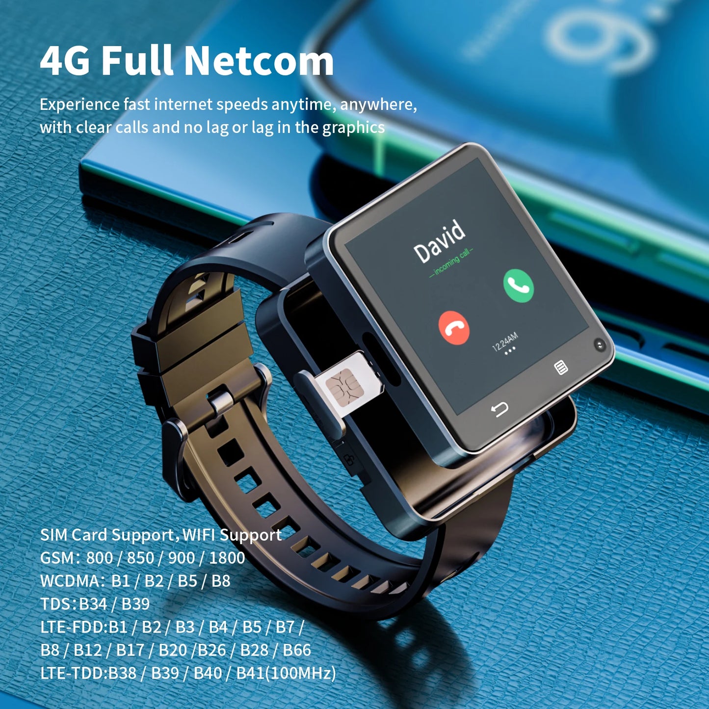 Domars Full Netcom Multi-language Smart Watch 2.64-inch Large Screen 1200mAh Large Battery Video Call APP Downloading