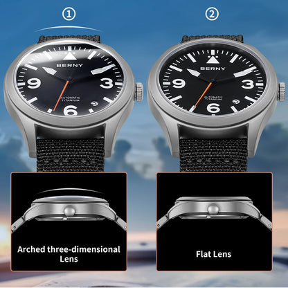 BERNY Full Titanium Automatic Watch for Men Sapphire AR Coated 10Bar Supper Luminous Men Wristwatch Sports Aviation Men Watches