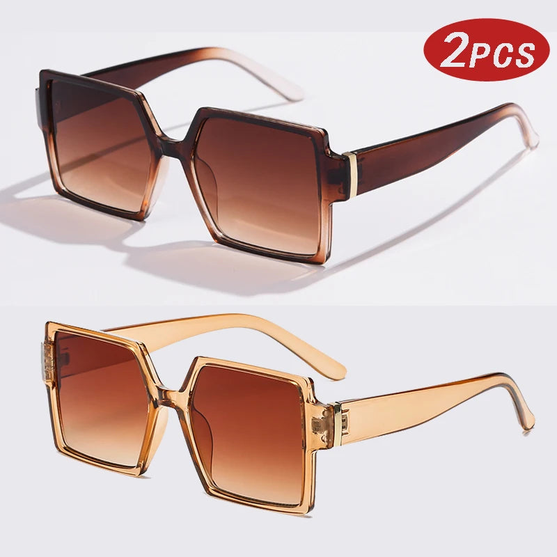 Ciclism 1/2 buc. Ochelari de soare cu ramă mare pătrată, cu prindere pentru femei, stil retro, ochelari de soare cu ramă mare, negri, la modă, cu lentile degradate