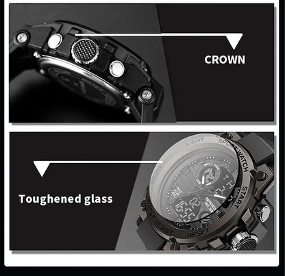 SANDA Top Luxury Watches Men Military Army Mens Watch Waterproof Sport Wristwatch Dual Display Watch Male Relogio Masculino