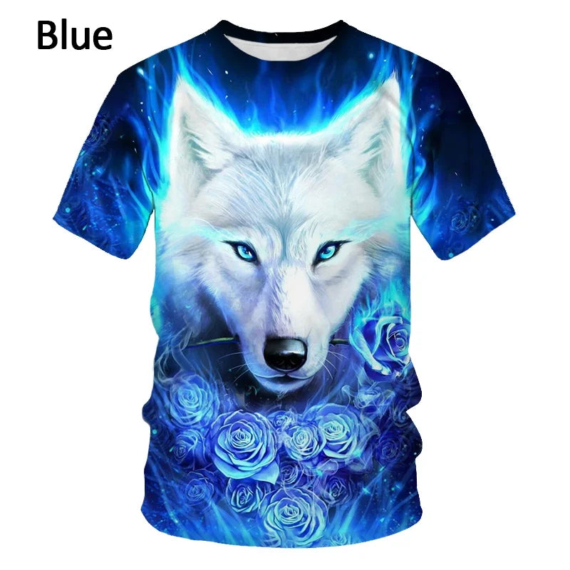 T-shirts 3D imprimés « Loup » tendance pour hommes/femmes – T-shirt graphique original à manches courtes