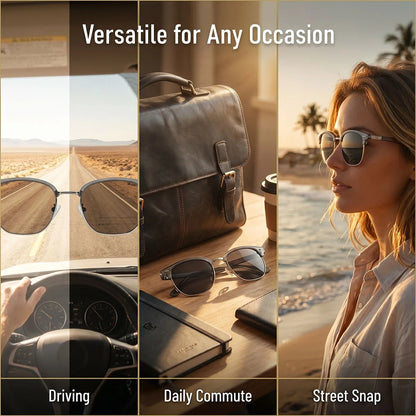 Ochelari de soare polarizați pentru bărbați, lentile semi-fără ramă, ochelari de soare vintage retro pentru femei, ochelari de soare la modă pentru vacanță, Gafas De Sol Hombre