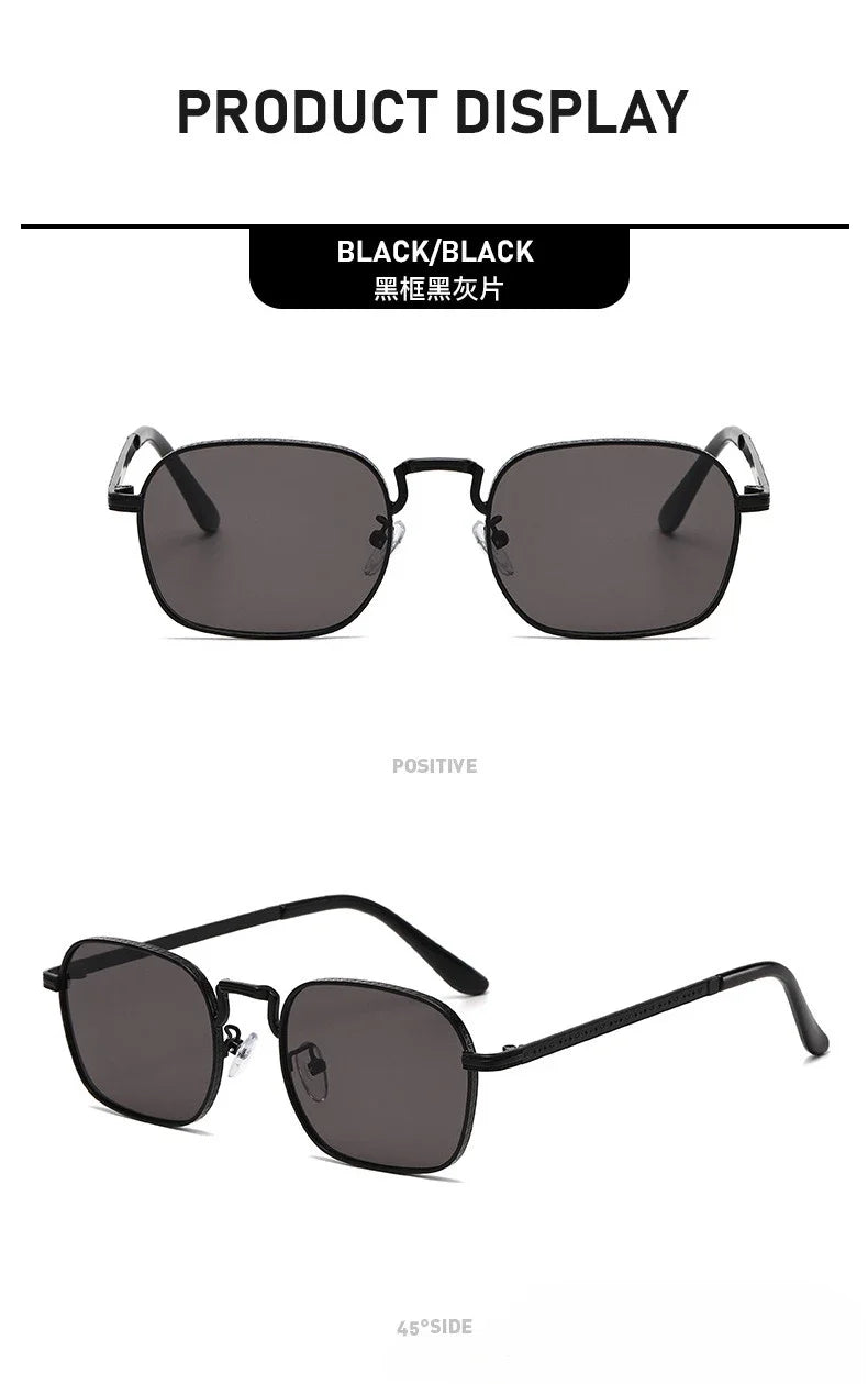 Ochelari de soare metalici, pătrați și ovali, la modă, retro, pentru bărbați și femei, personalizați, rezistenți la raze UV, ochelari de vedere de lux, design UV400