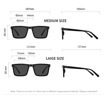 Ochelari de soare polarizați CAPONI din nailon, cu rame din acetat, design pătrat și plat, pentru bărbați, protecție UV400, lentile negre CP7499