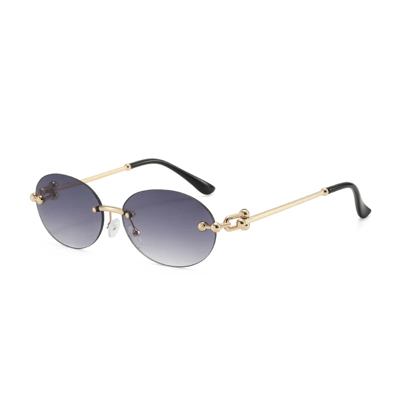 Ochelari de soare ovali fără ramă, de înaltă calitate, casual și luxoși, pentru femei, fără ramă, la modă și personalizați