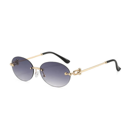 Ochelari de soare ovali fără ramă, de înaltă calitate, casual și luxoși, pentru femei, fără ramă, la modă și personalizați