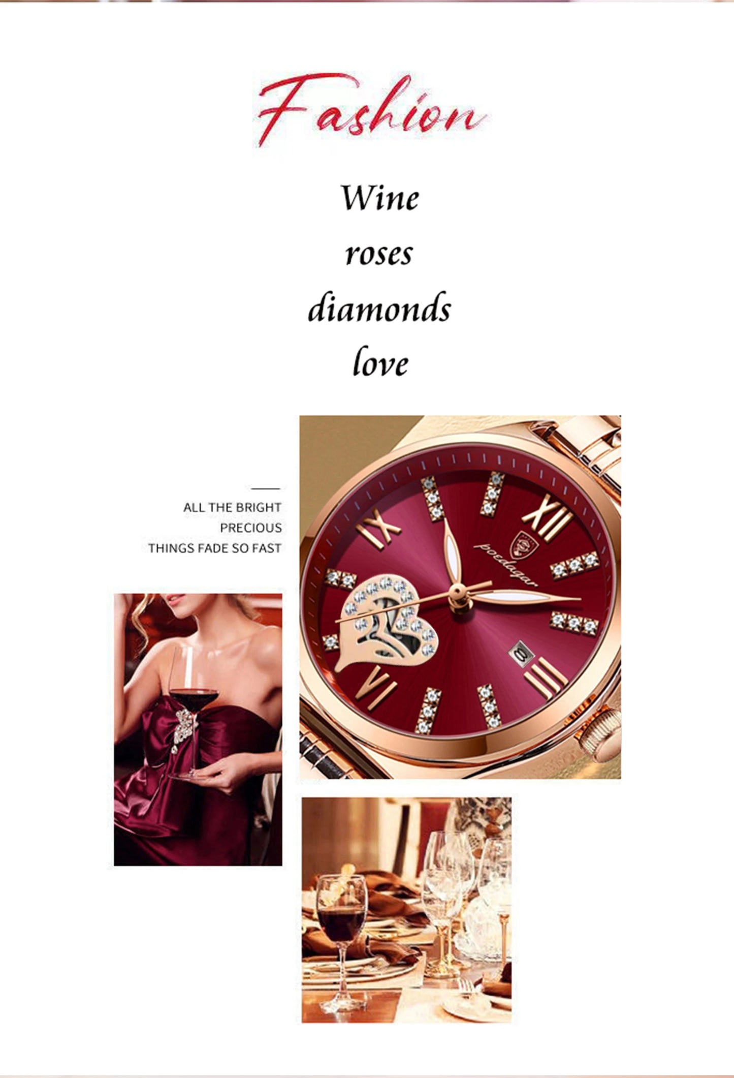 POEDAGAR Top Luxury Woman Watches Waterproof Luminous Date Stainless Steel Women's Quartz Wristwatch Elegant Dress Ladies Watch