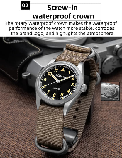 ADDIESDIVE 36mm analoge Herrenuhr mit gewölbtem Spiegelglas, 100m wasserdicht, leuchtend, schlichte Quarzuhr für Herren mit Nylonarmband