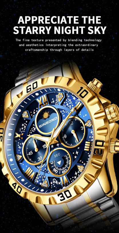 Chronograph Luxury Brand Stylish Men Luminous Wrist Watches For Male Clock Stainless Steel Band Men Business Quartz Watches