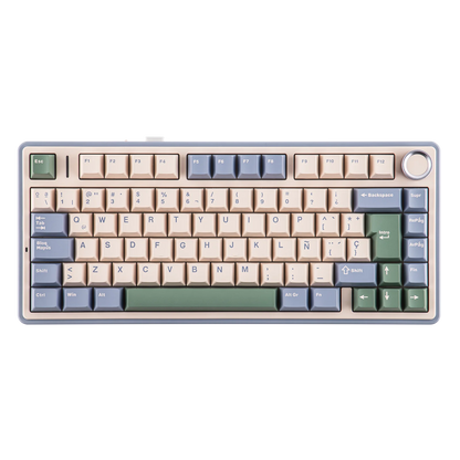 EPOMAKER AULA F75 ISO-ES 75% Spanische QWERTY Hot-Swap, Gasket-Mounted, kabelgebundene/Bluetooth/2.4GHz kabellose mechanische Gaming-Tastatur mit RGB-Hintergrundbeleuchtung