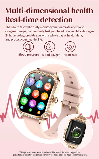 LIGE New Luxury Smart Watch Heart Rate Monitor Fashion Ladies Bracelet 2024 Bluetooth Call Smartwatch Womoen For Android IOS