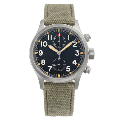 Militado ML1868KF Retro VK67 Quartz Chronograph Watch Stainless Steel Case 3 Dial Waterproof 100M  Multifunction Military Watch