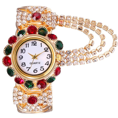 5PCS Luxury Rhinestone Women Watches Jewelry Set Fashion Adjustable Bangle Ladies Quartz Wristwatch Reloj Mujer（Without Box）