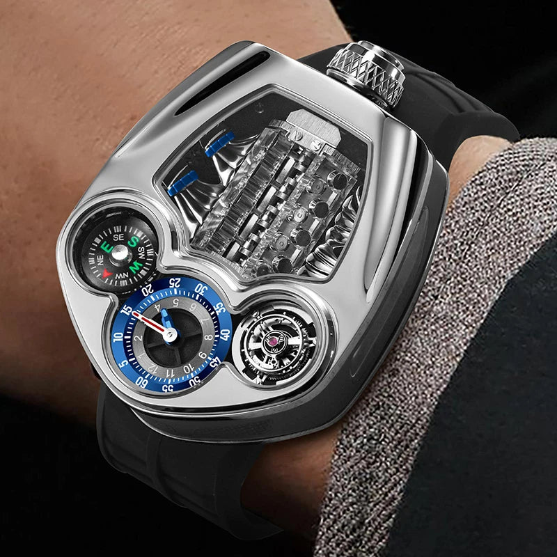 PINDU Design Engine Watches Men Top Brand Luxury Watch Compass Waterproof Quartz Wristwatch Festival Limited Watch + Gift Box
