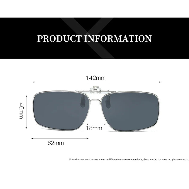 Ochelari de soare REXXAR pentru bărbați, cu clemă metalică, ochelari polarizați UV400, ochelari de soare pătrați pentru femei, cu vedere nocturnă, pentru șofat