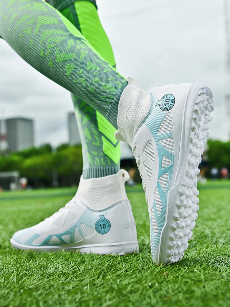 Professional Sports Football Shoes TF, Broken Nail Design, Durable Wear-Resisting Training Shoes for Teenagers, Adult High-Top Soccer Shoes