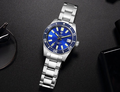 CADISEN New 38mm Diver Mens Watch Japan 8215 Automatic Mechanical Sapphire Glass Date Luminous 100M Waterproof Wrist watch Men